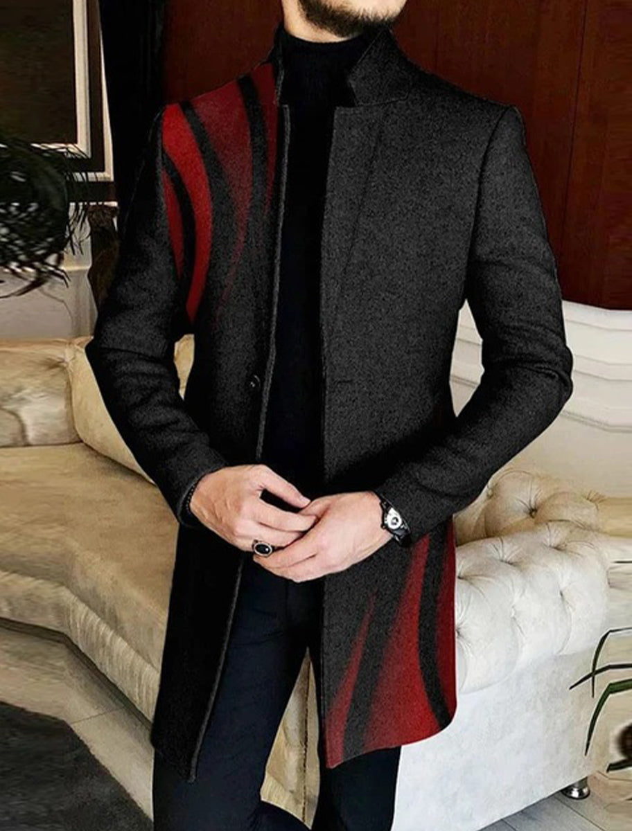 Ανδρική τέχνη εκτύπωση περιστασιακό μαλλί παλτό