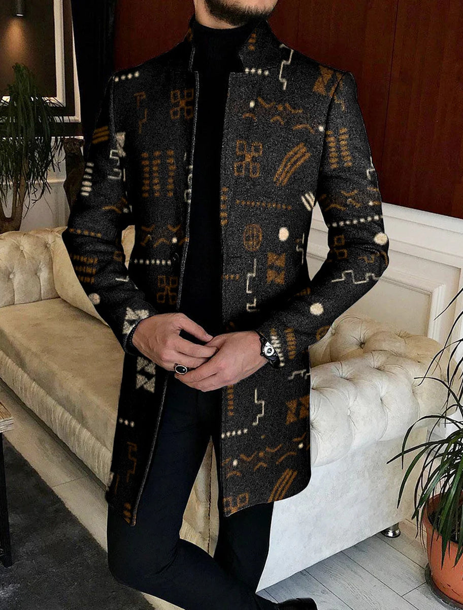 Ανδρική τέχνη εκτύπωση περιστασιακό μαλλί παλτό