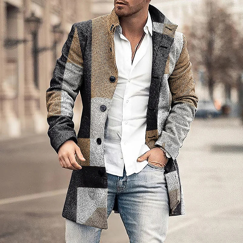 Ανδρική τέχνη εκτύπωση περιστασιακό μαλλί παλτό