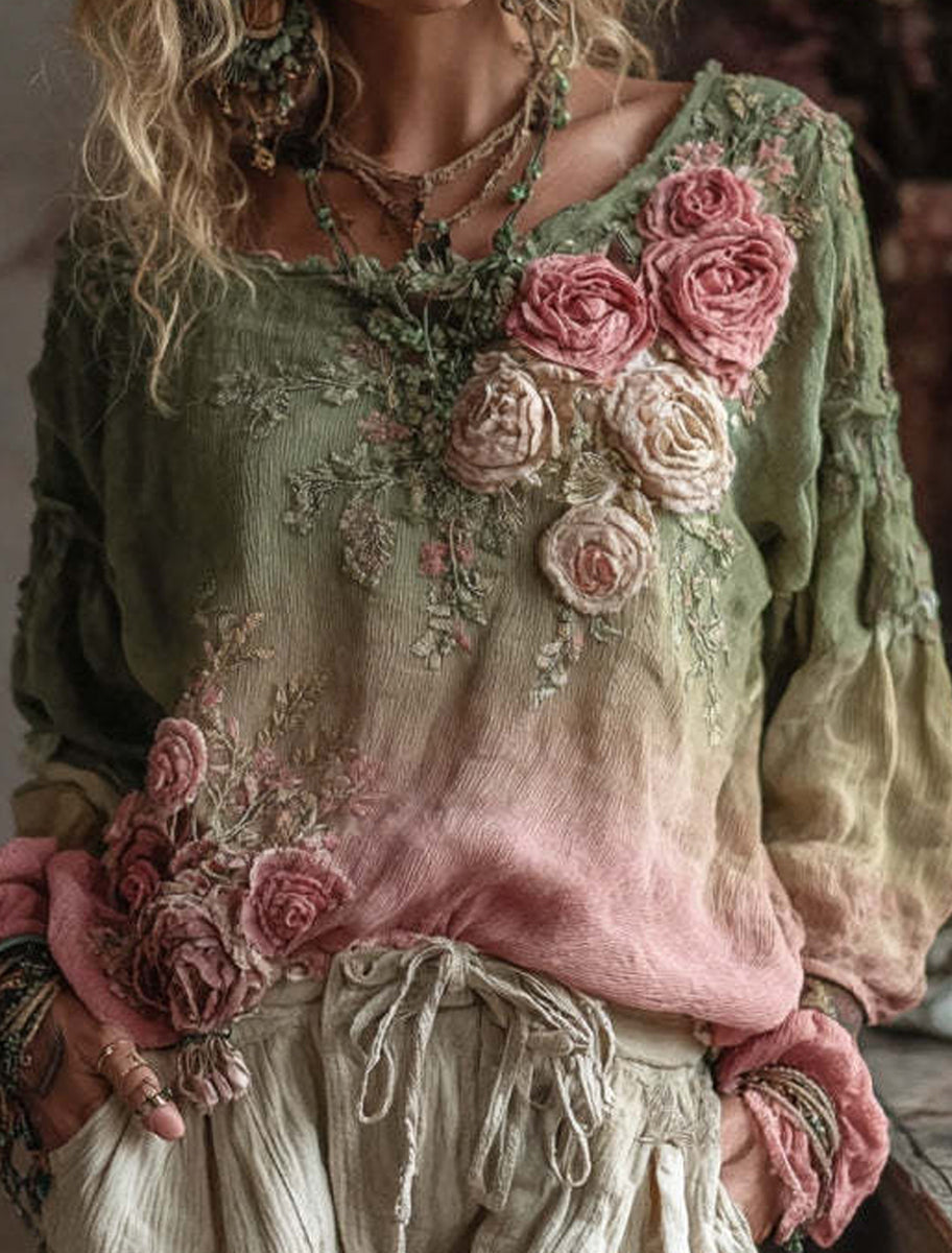 Γυναικείο Ρέτρο Μποέμ Καθαρό κορυφαίο