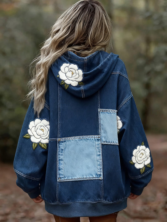 Γυναικείο Vintage Floral Patchwork Τέχνη Εκτύπωση άνετο περιστασιακό κουκούλα