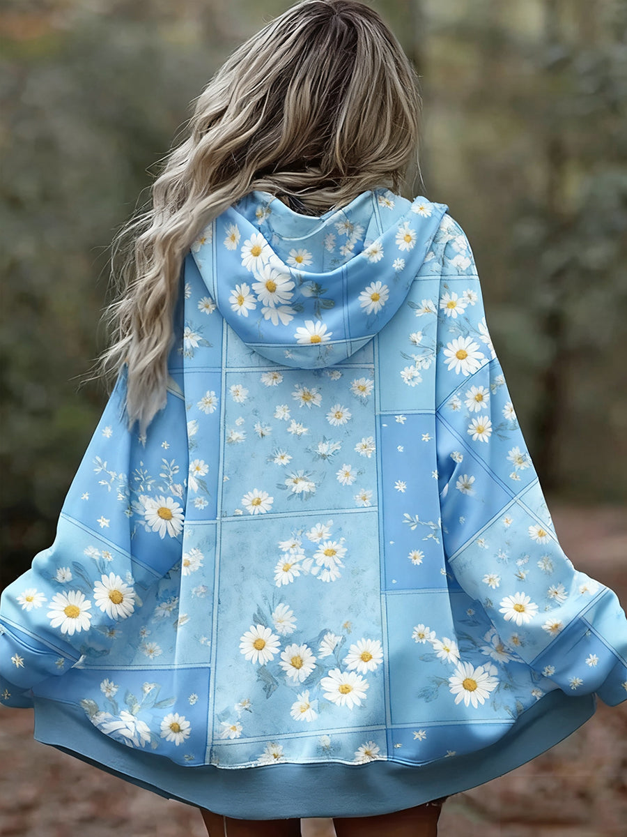 Γυναικείο Vintage Floral Patchwork Τέχνη Εκτύπωση άνετο περιστασιακό κουκούλα