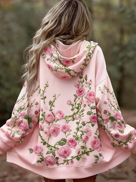 Γυναικείο Vintage Floral Patchwork Τέχνη Εκτύπωση άνετο περιστασιακό κουκούλα