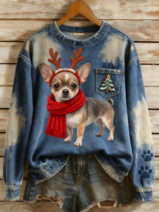 Γυναικείο Vintage τέχνη ζώο εκτύπωση άνεση πλεκτό κορυφή