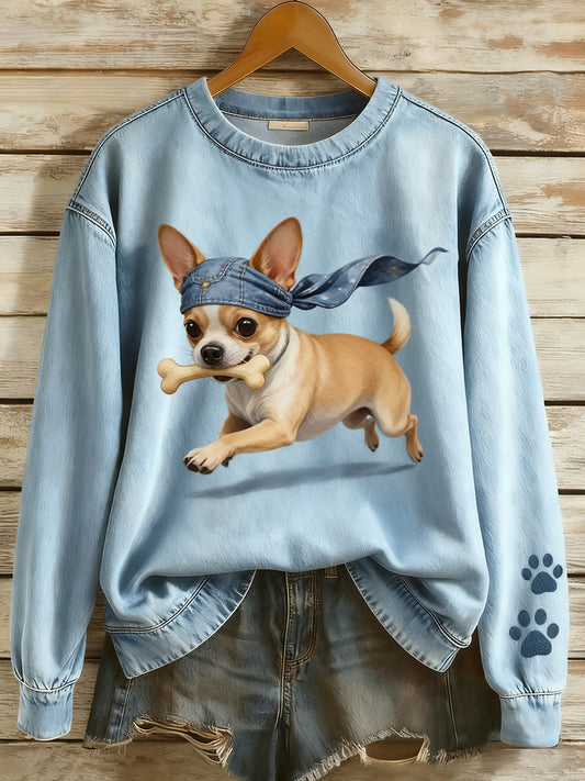 Γυναικείο Vintage τέχνη ζώο εκτύπωση άνεση πλεκτό κορυφή