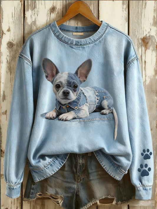 Γυναικείο Vintage τέχνη ζώο εκτύπωση άνεση πλεκτό κορυφή