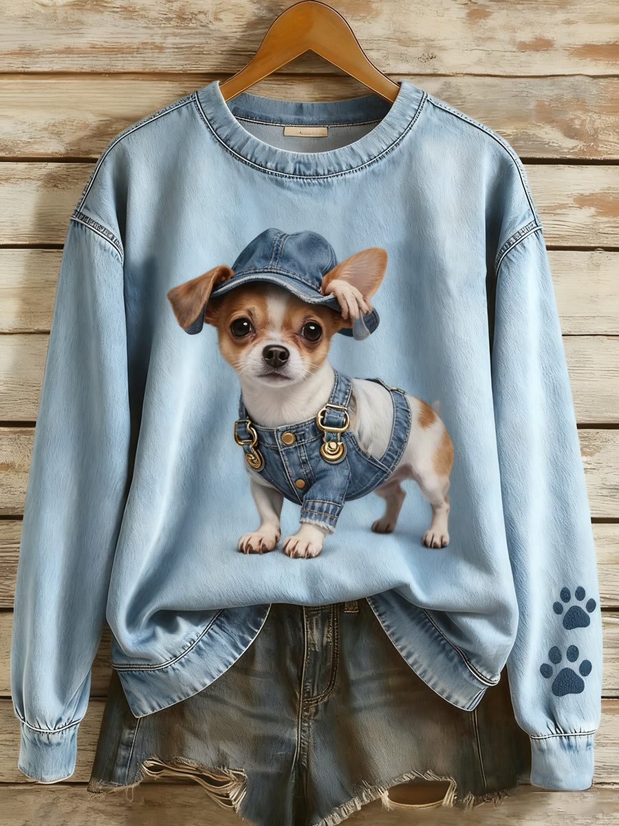 Γυναικείο Vintage τέχνη ζώο εκτύπωση άνεση πλεκτό κορυφή