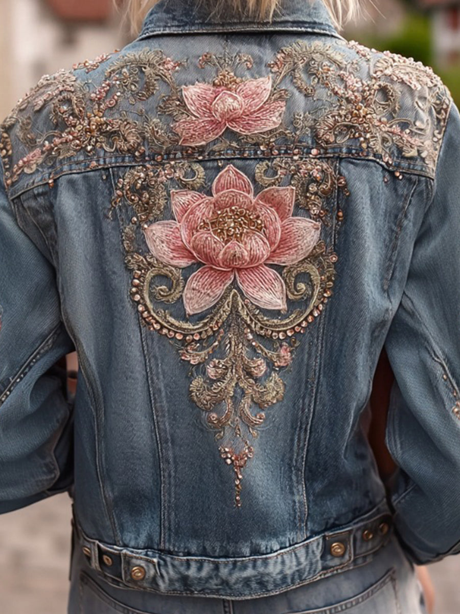 Γυναικεία ανθοπωλεία τέχνης Denim σακάκι γυναικών