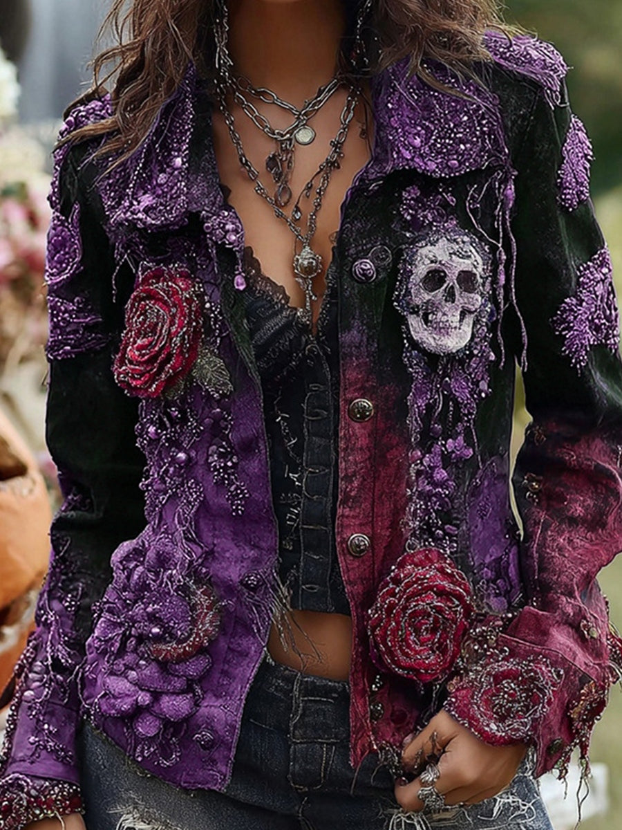 Γυναικεία ανθοπωλεία τέχνης Denim σακάκι γυναικών