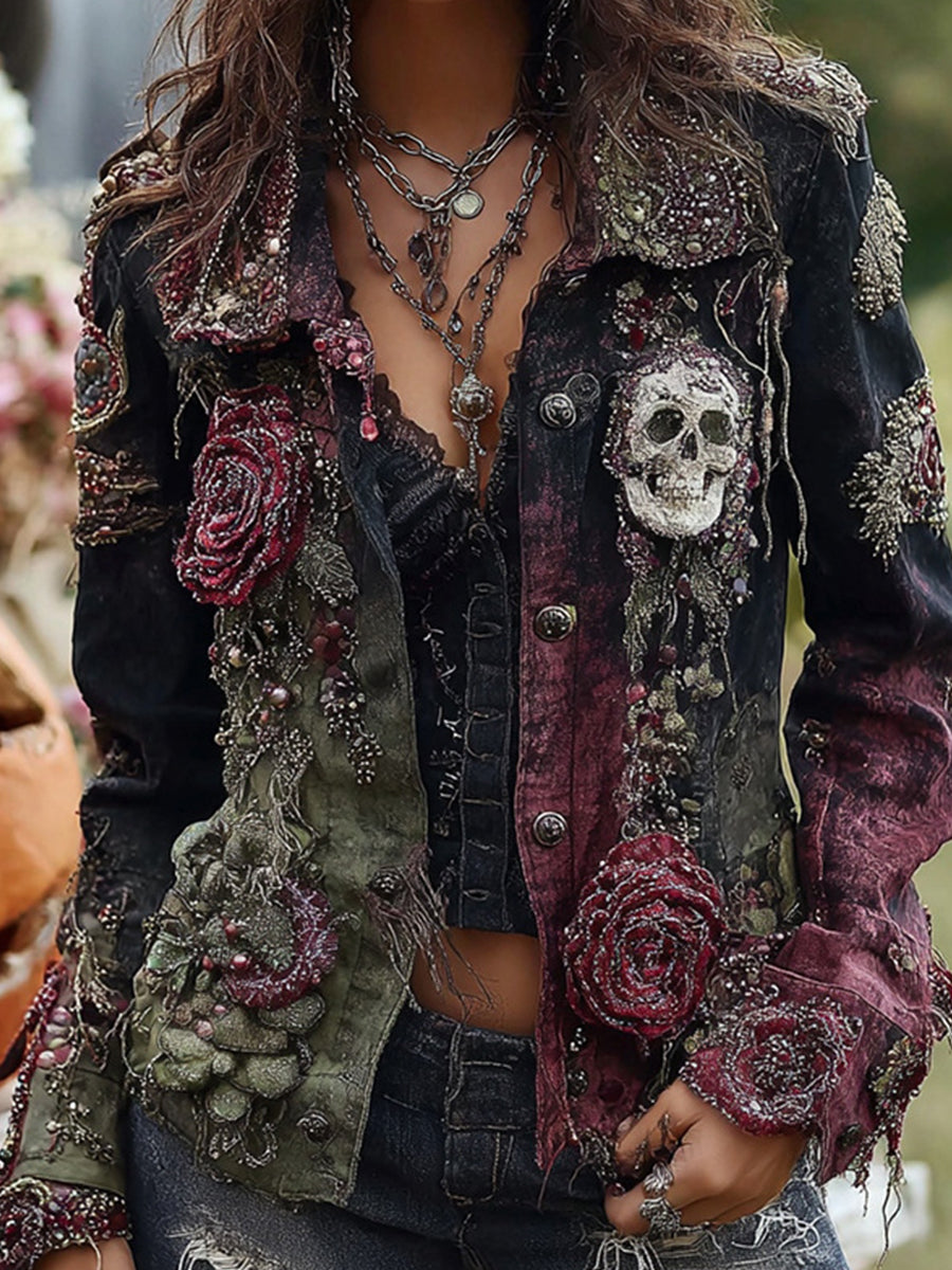 Γυναικεία ανθοπωλεία τέχνης Denim σακάκι γυναικών