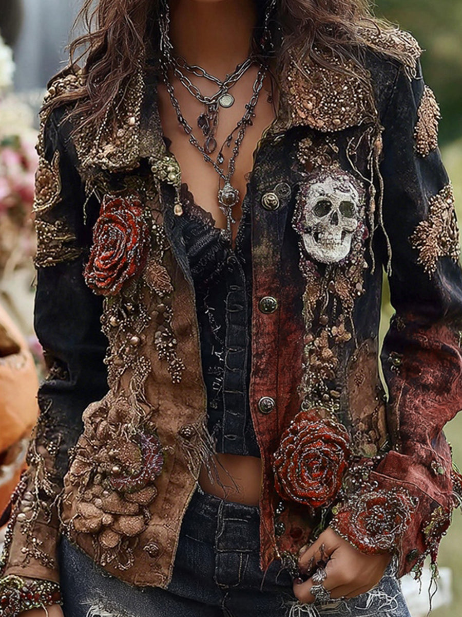 Γυναικεία ανθοπωλεία τέχνης Denim σακάκι γυναικών