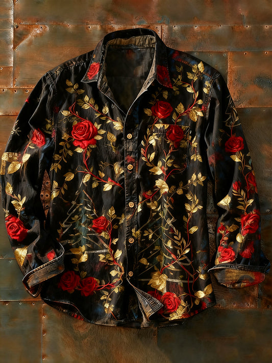 Ανδρικά Retro Αφηρημένη Τέχνη Εκτύπωση περίπτωση μακριά μανίκι πουκάμιση