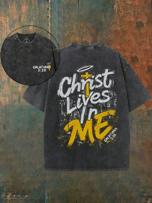 Ανδρικά Vintage θλιβερή Χριστιανική πλένεται Καθαρό T-Shirt