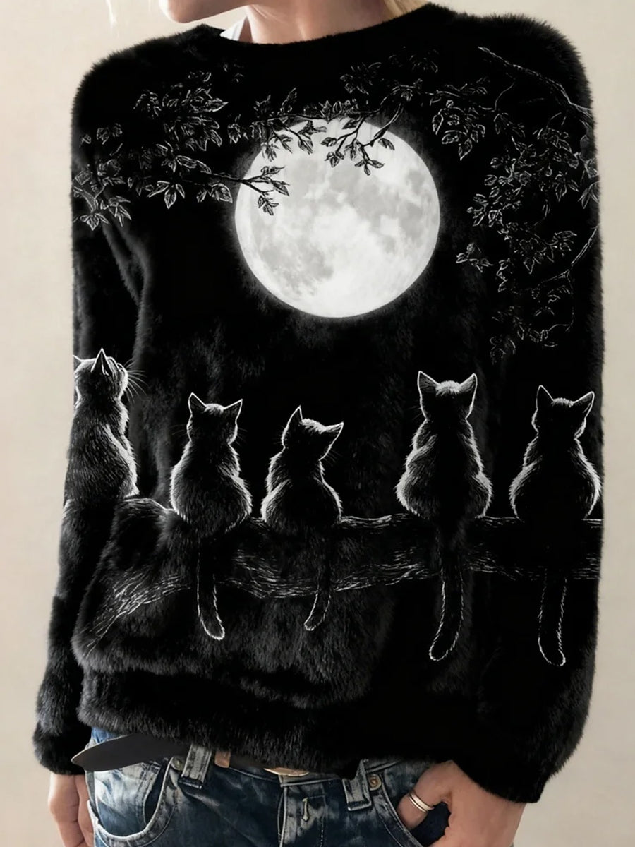 Γυναικεία Retro ζωική τέχνη εκτύπωση Casual Flannel κορυφαίο