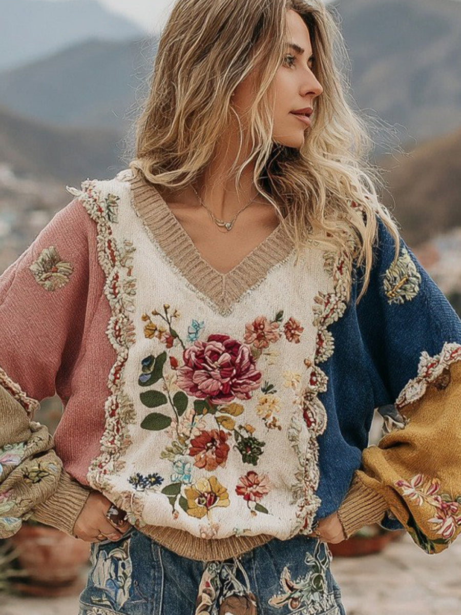 Γυναίκες Retro Bohemian άνεση πλεκτό πουλόβερ πλέξιμος