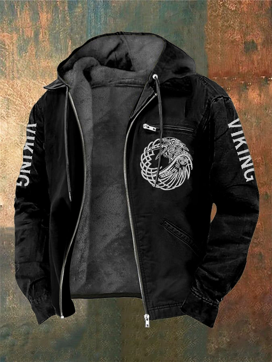 Ανδρικά Viking τυπωμένα μακριά μανίκι με κουκούλα μαγιό