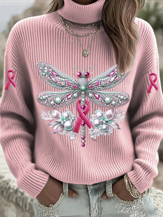 Γυναικείο ροζ Dragonfly Rhinestone πουλόβερ τριβέλι