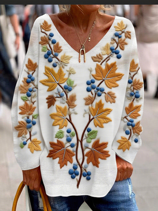 Γυναικείο Vintage Floral Εκτύπωση άνετο περιστασιακό κορυφαίο