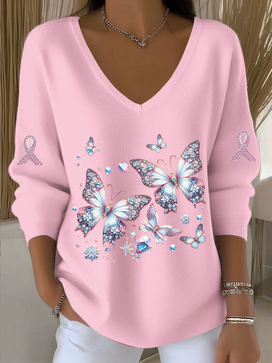 Γυναικείο Vintage πεταλούδα τόξο τέχνη V - λαιμό κορυφή