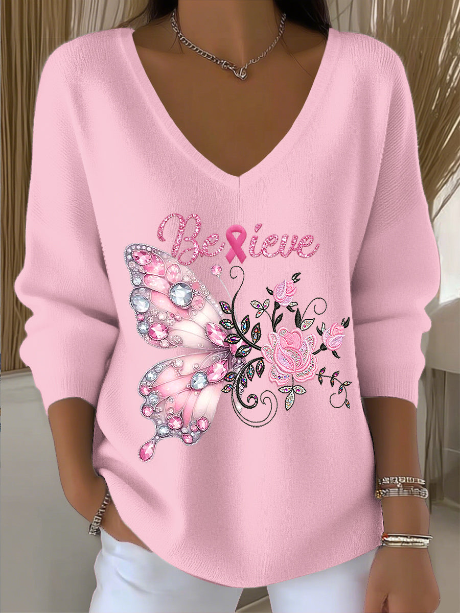 Γυναικείο Vintage πεταλούδα ανθοπωλείο κορδέλα τέχνης V-Heck top.