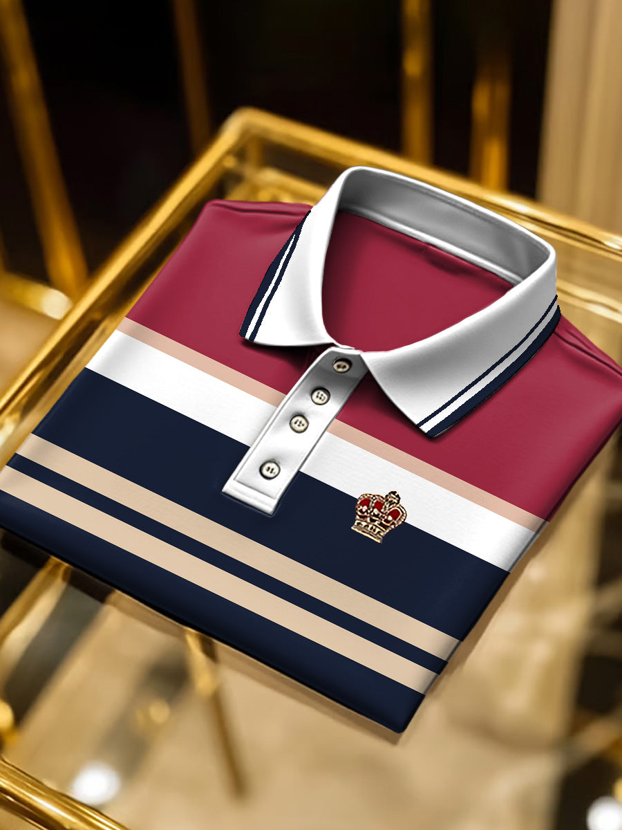 Ανδρικά Vintage Οριζόντια ριγέ επιχείρηση Polo πουκάμιση