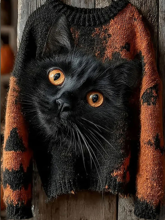 Γυναικείο Vintage ζώα εκτύπωση άνεση περιστατικό πουλόβερ άνετα