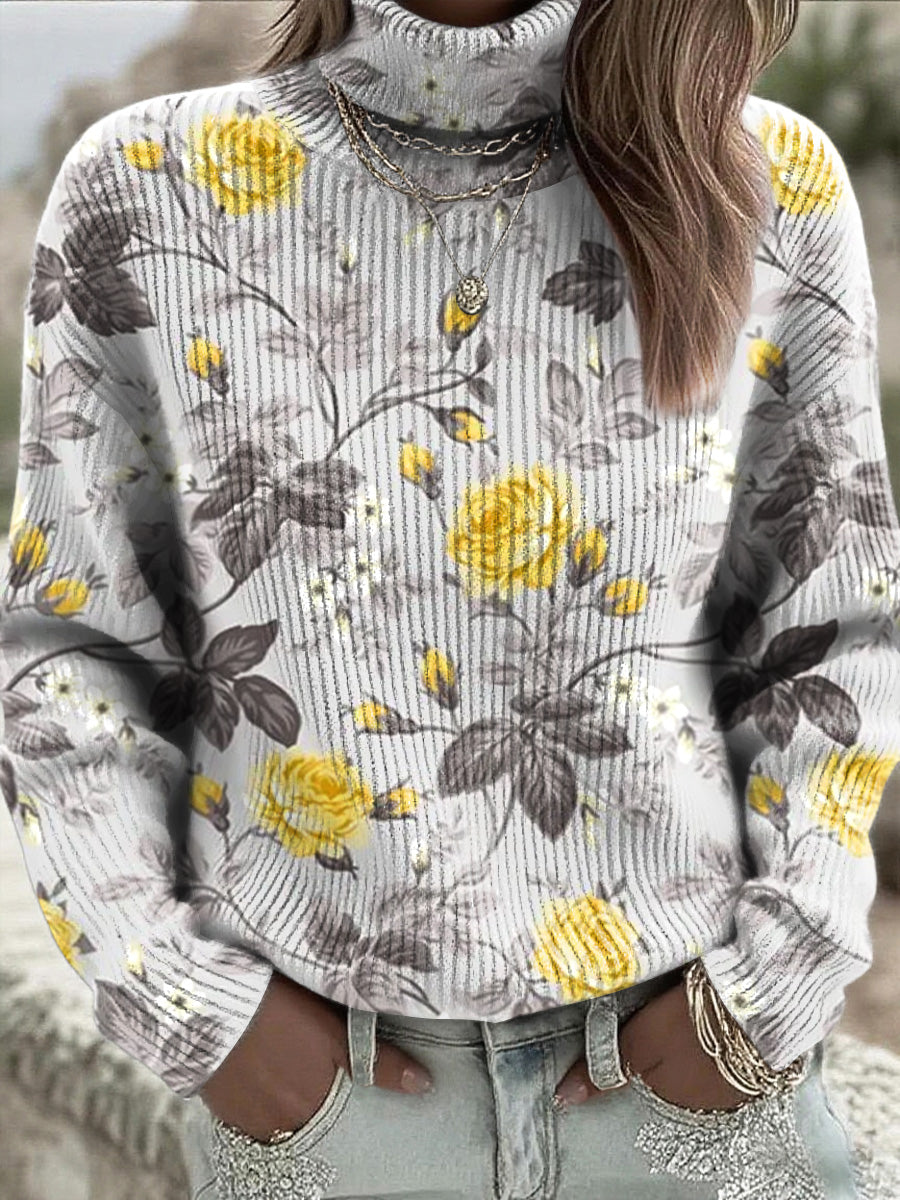 Γυναικείο ελαφρύ γκρι κίτρινο τριαντάφυλλο Jumper ζιβάγκο
