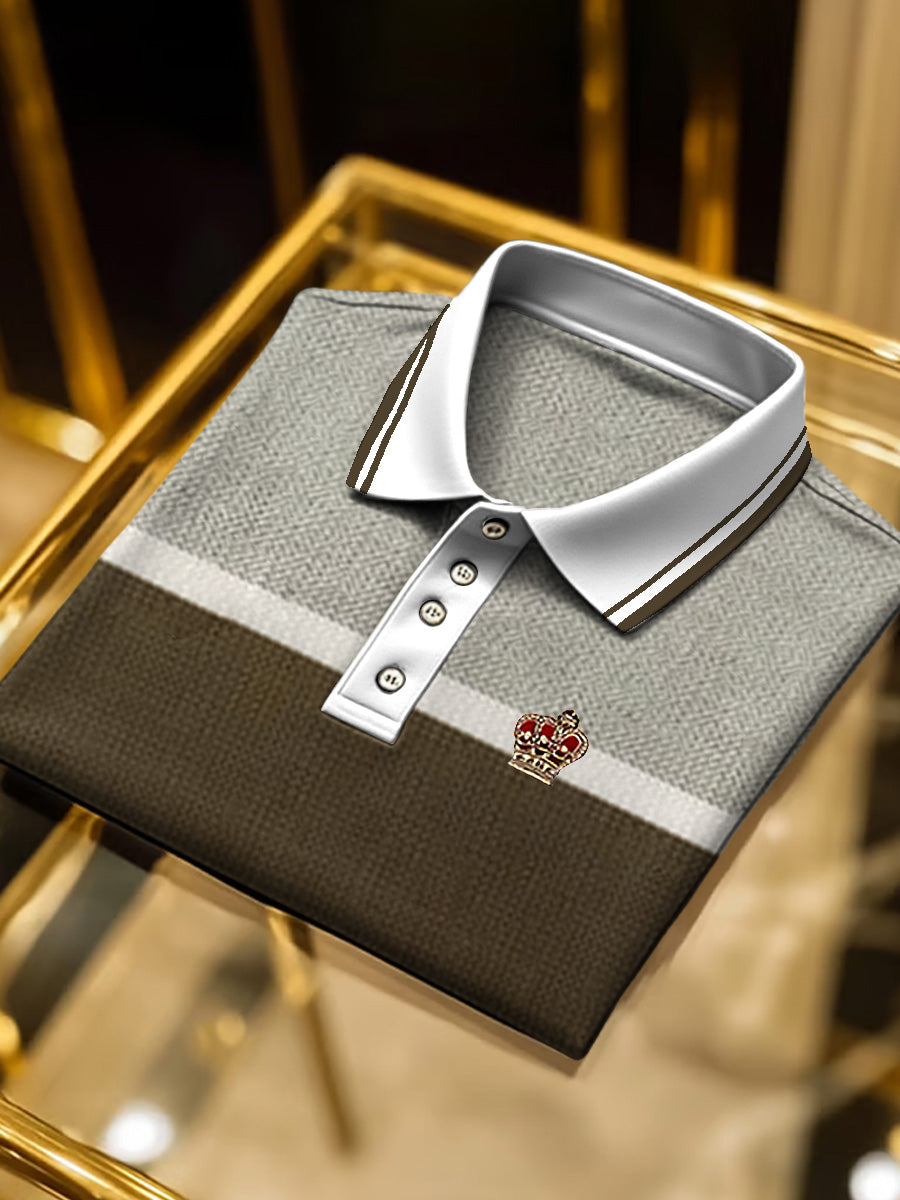 Ανδρικά γκρι-πράσινα ριγέ Vintage Πόλο πουκάμιση