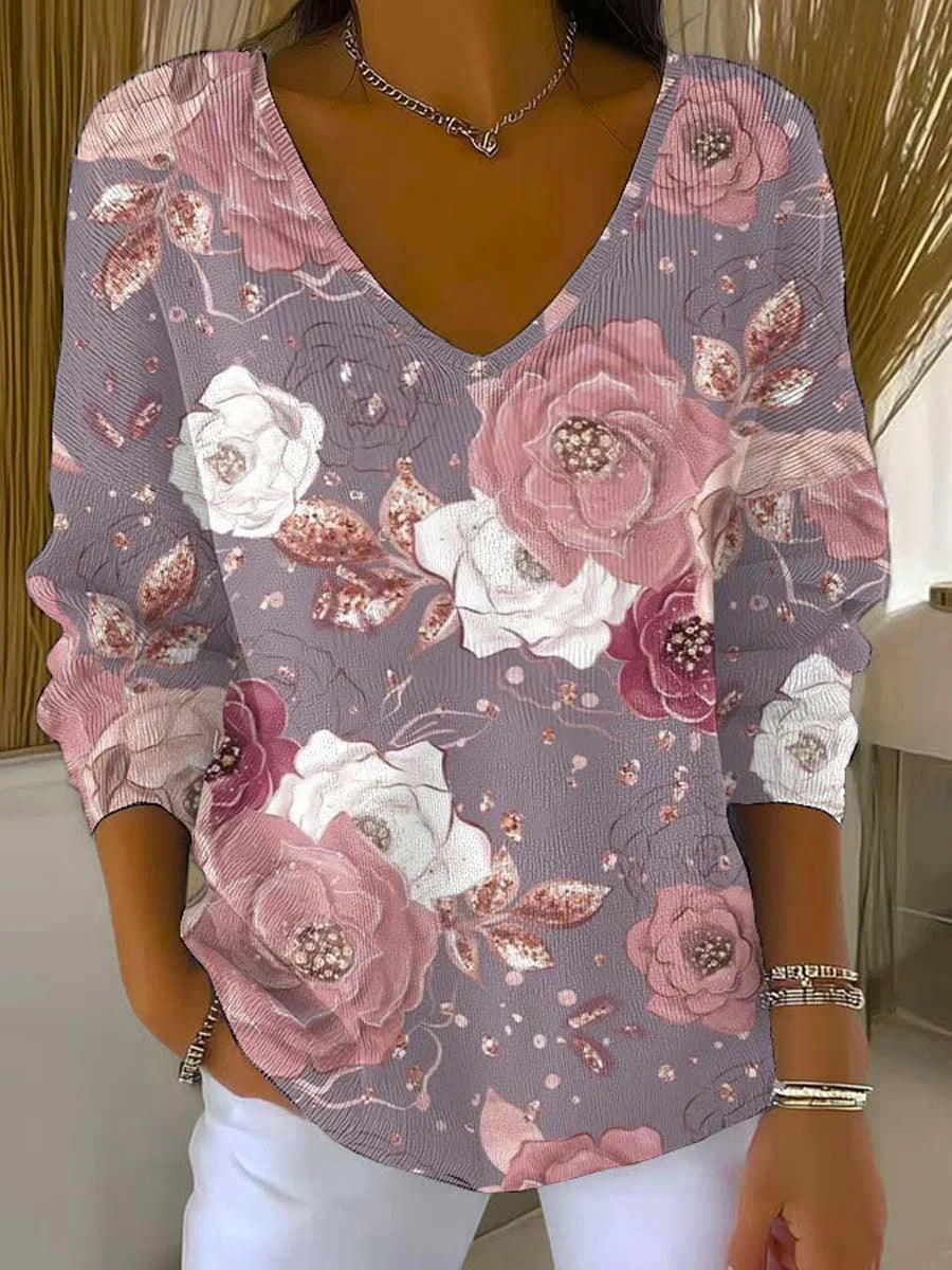 Γυναικείο Vintage Floral Τέχνη Εκτύπωση περιστασιακό κορυφαίο