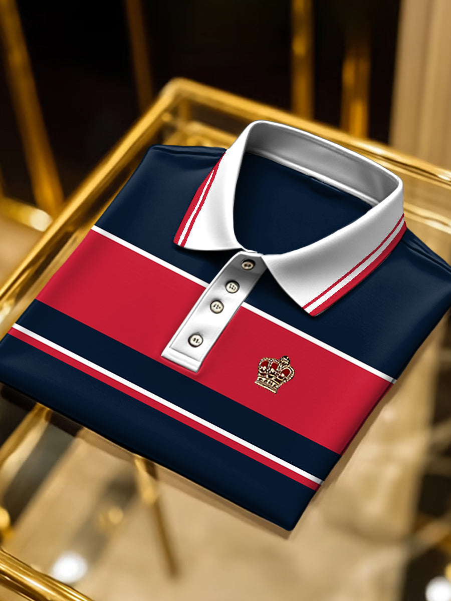 Ανδρικά κόκκινο και μπλε χρώμα-μπλοκαρισμένο πόλο πουκάμιση