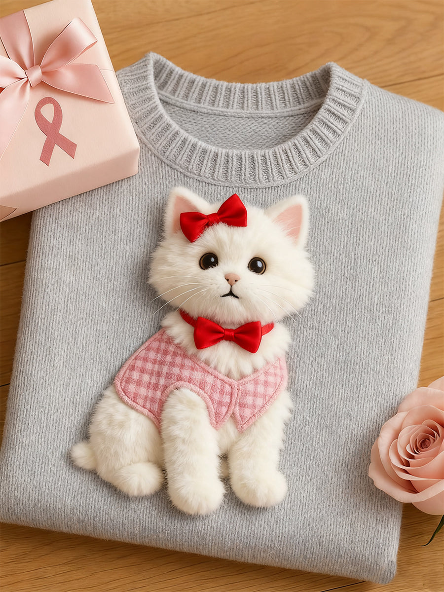 Γυναικεία καλλιτεχνική ζώα εκτύπωση άνεση πλεκτό κοντό μανίκι κορυφαίο