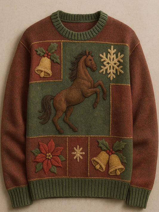 Γυναικείο Vintage Χριστούγεννα εκτύπωση άνετο περιστασιακό πουλόβερ.