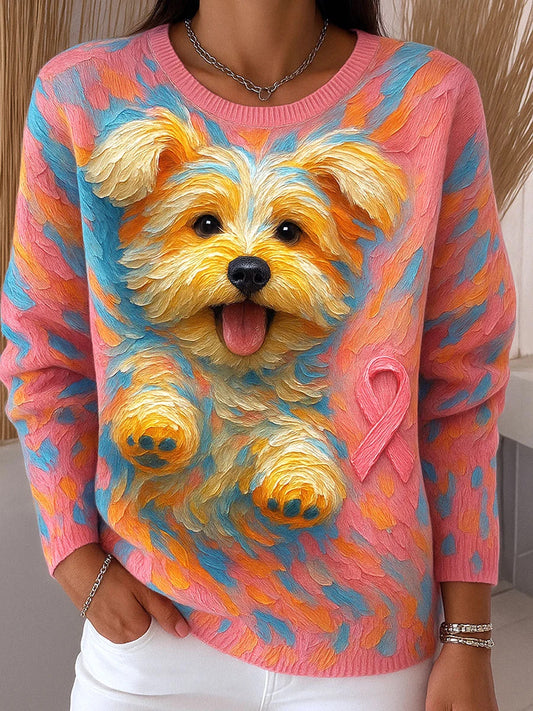 Γυναικεία καλλιτεχνική ζώα εκτύπωση άνεση πλεκτό κοντό μανίκι κορυφαίο