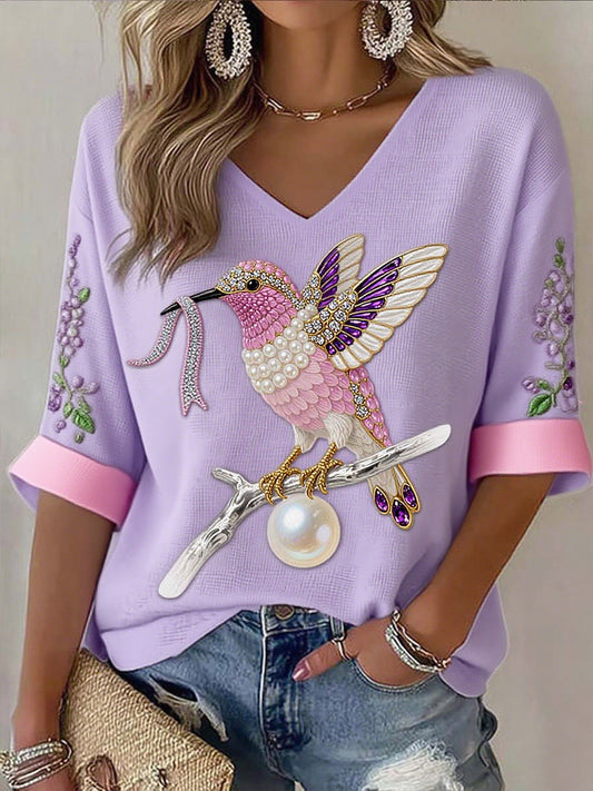 Γυναικείο καρκίνο του μαστού κορδέλα εκτύπωση βαμβάκι κορυφαίο