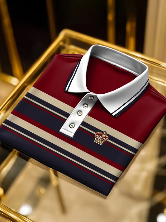 Ανδρικά Vintage χρώμα-μπλοκ ριγέ πόλο πουκάμιση