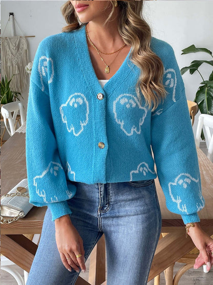 Γυναικείο Αποκριάτικο φάντασμα V-λαιμό πλεκτό ζαρτιδάνο-1