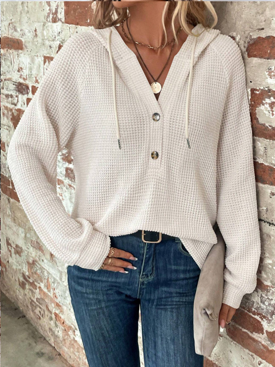 Γυναικείο-εμπνευσμένο περιστασιακό V-Neck κουκουλοφόρο