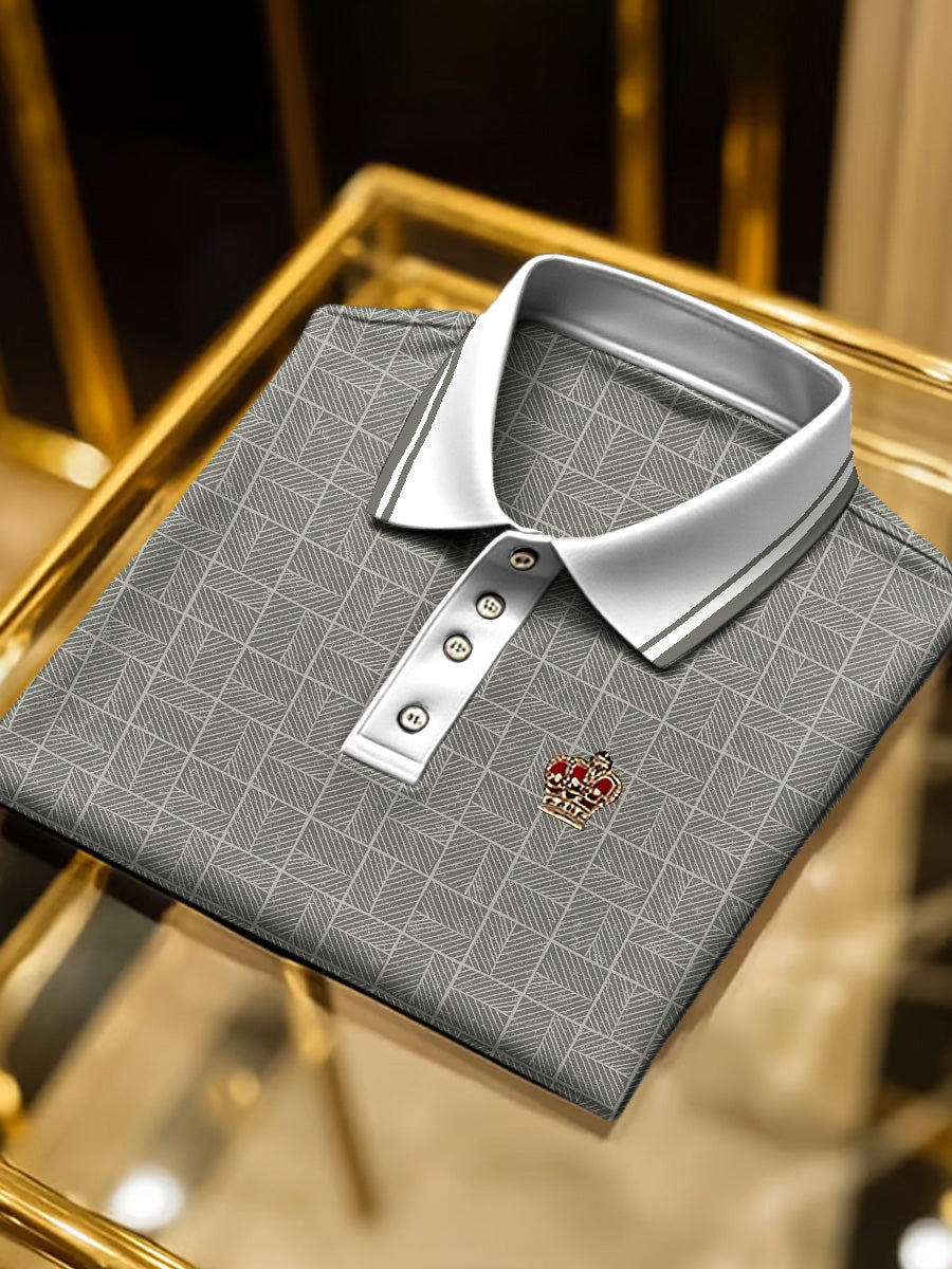 Ανδρικά γκρι-πράσινο επιχειρηματικό πόλο πουκάμιση