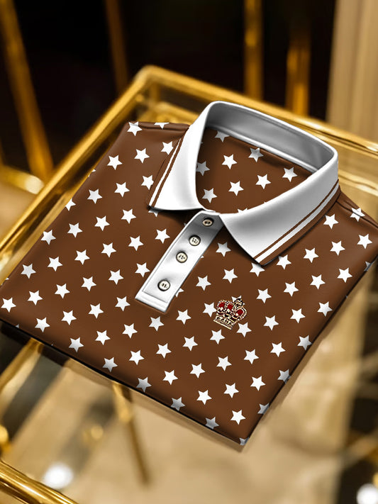 Ανδρικά καφέ αστέρι επιχειρηματικό πόλο πουκάμιση