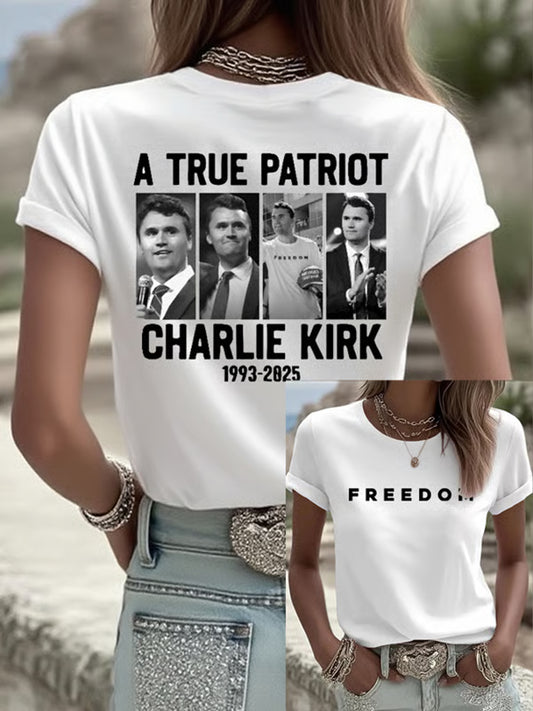 Γυναικεία Ελευθερία Αμερικανική Σημαία Αναμνηστικό T-shirt