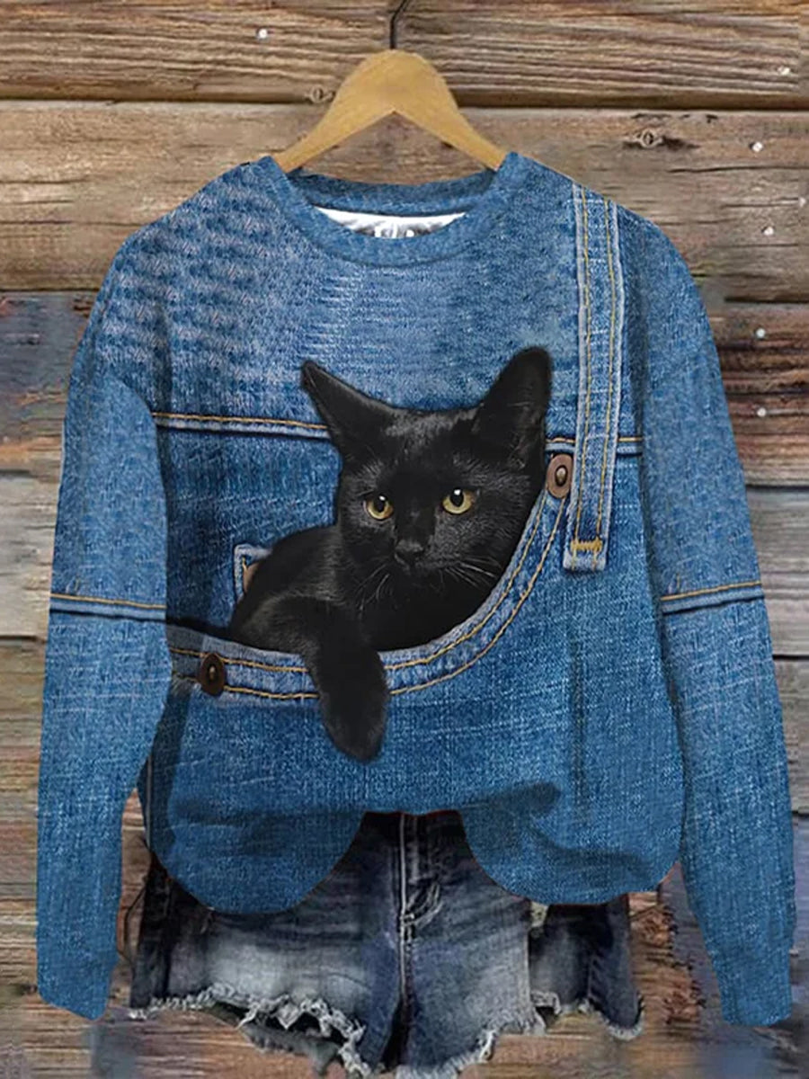 Γυναικείο Vintage ζώα εκτύπωση άνεση περιστατικό πουλόβερ άνετα