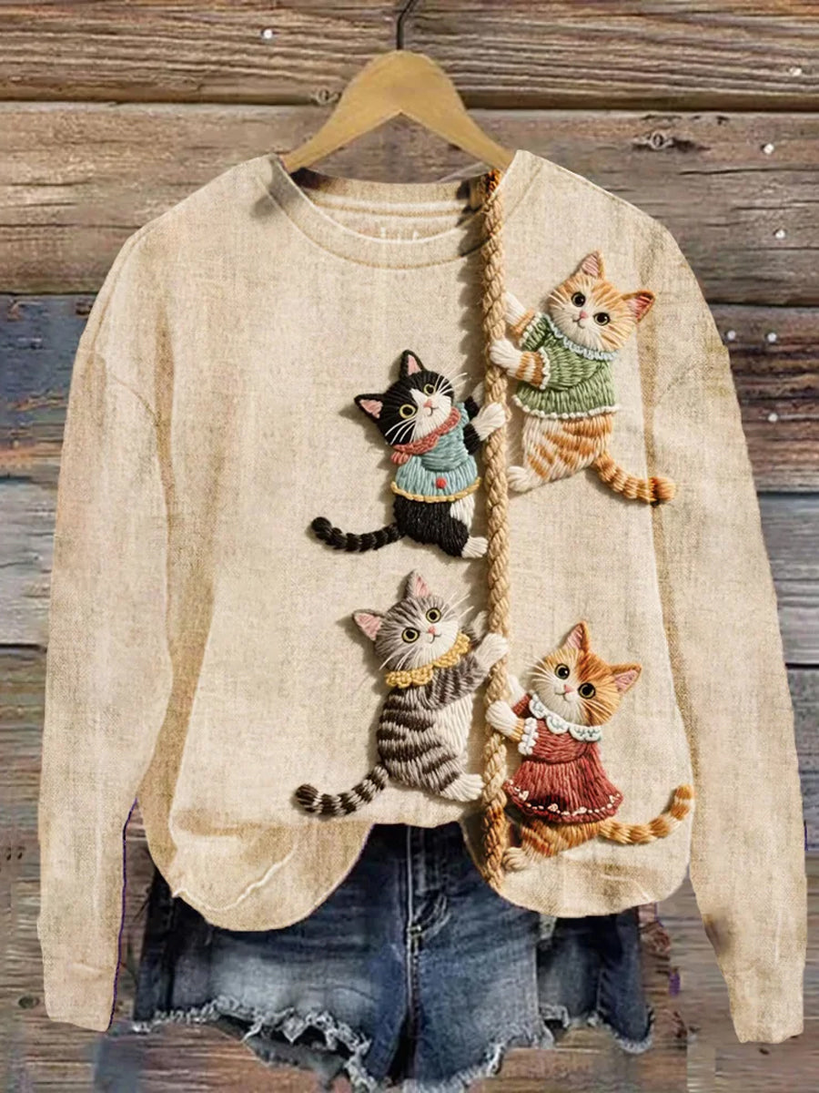 Γυναικείο Vintage ζώα εκτύπωση άνεση περιστατικό πουλόβερ άνετα