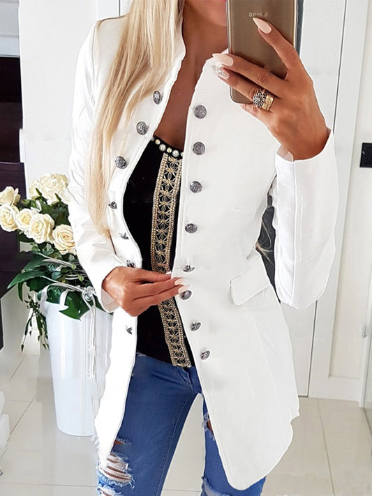 Γυναικείο Retro Slim βασικό μακρύ διπλό στήθος σακάκι.