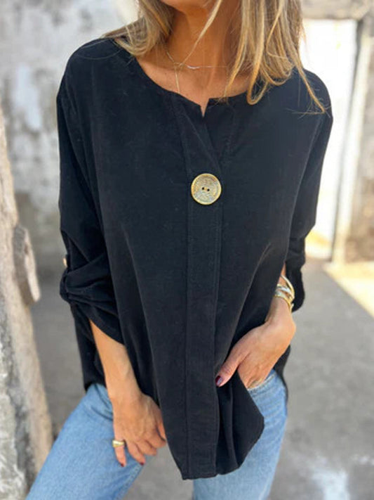 Γυναικείο Vintage κορδόνι V-λαιμό μακρυμάνικο πάνω μανίκι