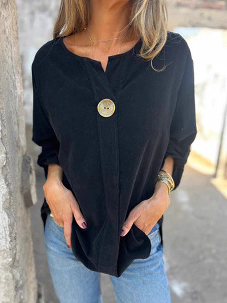 Γυναικείο Vintage κορδόνι V-λαιμό μακρυμάνικο πάνω μανίκι