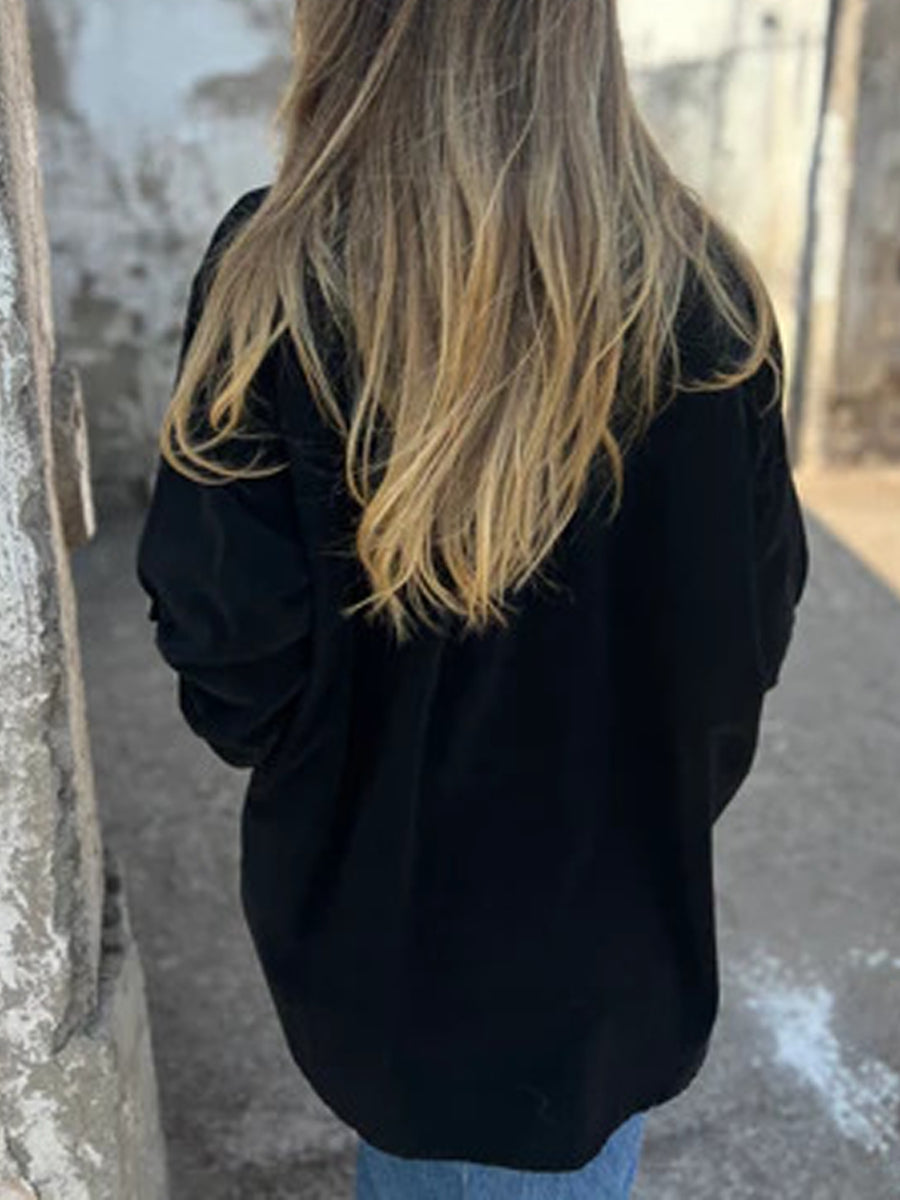 Γυναικείο Vintage κορδόνι V-λαιμό μακρυμάνικο πάνω μανίκι