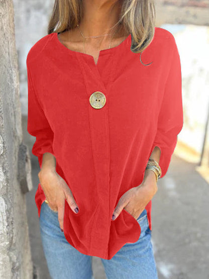 Γυναικείο Vintage κορδόνι V-λαιμό μακρυμάνικο πάνω μανίκι