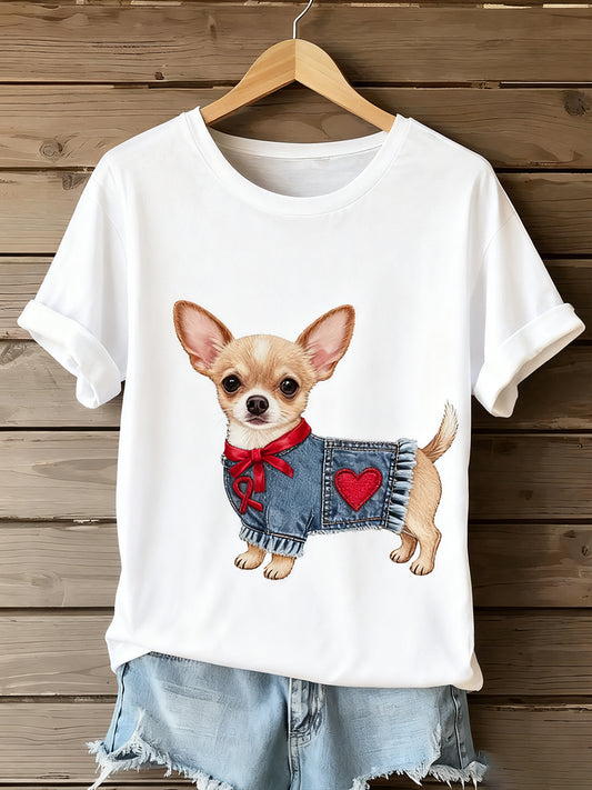 Γυναικείο Vintage Art ζώο εκτύπωση άνετο T-shirt