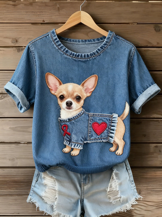 Γυναικείο Vintage Art ζώο εκτύπωση άνετο T-shirt