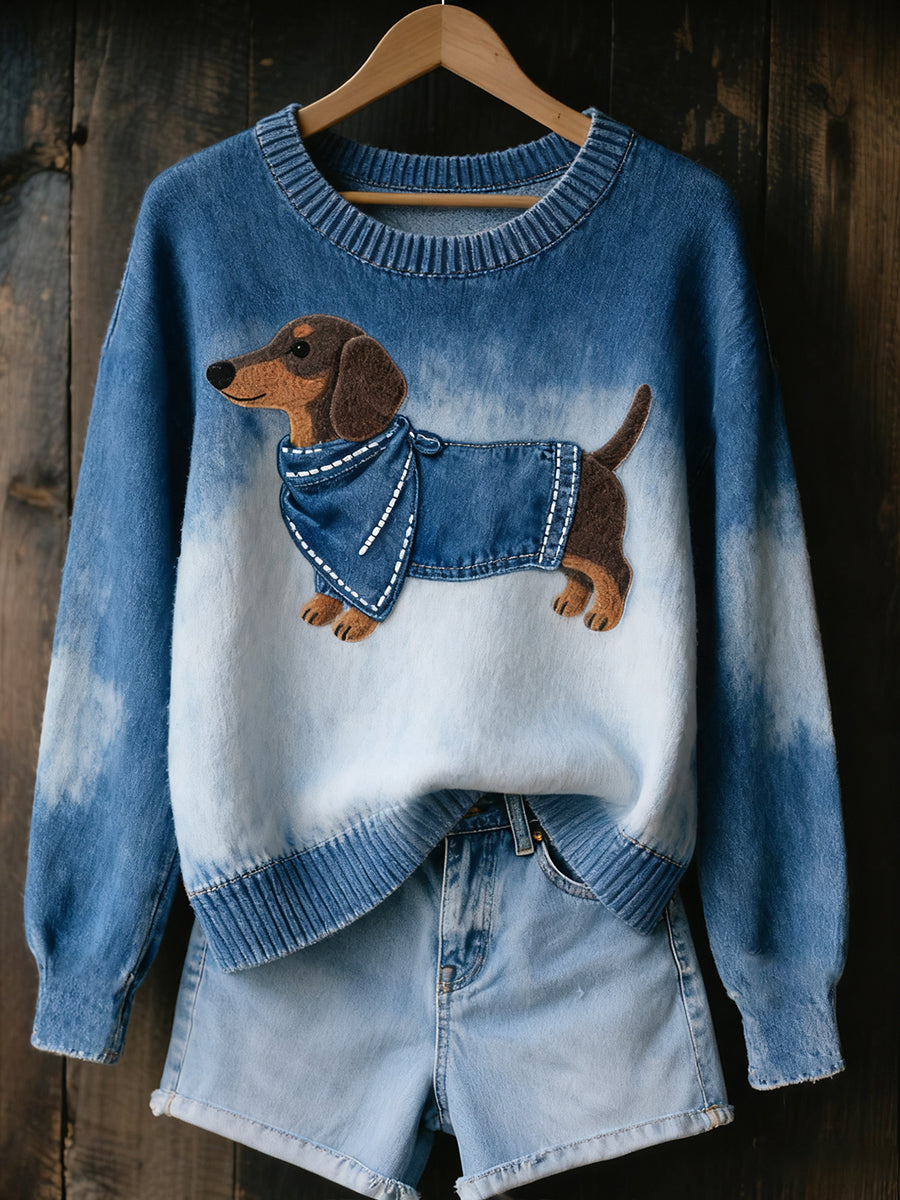 Γυναικείο Vintage Art ζώο Εκτύπωση Άνετο πλεκτό πουλόβερ πουλόβερ